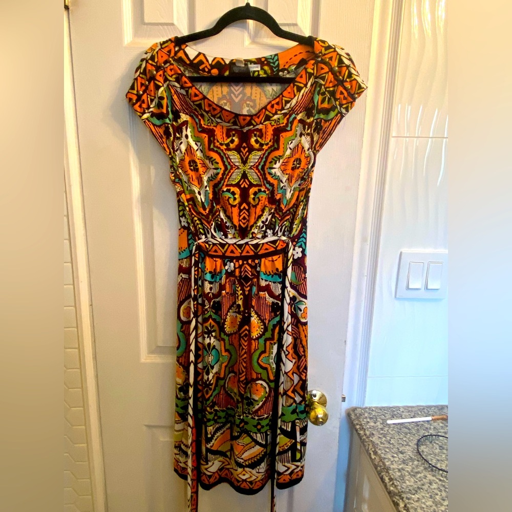 Colourful dress, goes great with heels also listed in my closet.